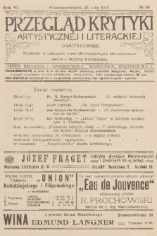 Przegląd Krytyki Artystycznej i Literackiej. R.6, 1914, № 70