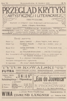 Przegląd Krytyki Artystycznej i Literackiej. R.6, 1914, № 72