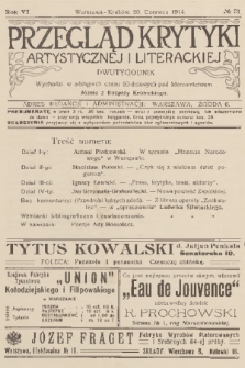 Przegląd Krytyki Artystycznej i Literackiej. R.6, 1914, № 73