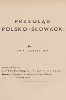 Przegląd Polsko-Słowacki. 1935, nr 1