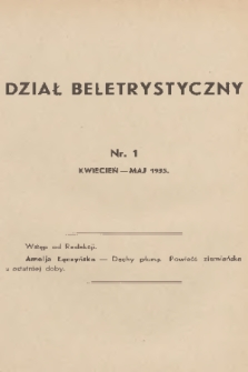Dział Beletrystyczny. 1935, nr 1