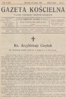 Gazeta Kościelna : tygodnik poświęcony sprawom kościelnym : organ stowarzyszeń kapłańskich w Polsce. R.33, 1926, nr 9