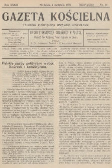 Gazeta Kościelna : tygodnik poświęcony sprawom kościelnym : organ stowarzyszeń kapłańskich w Polsce. R.33, 1926, nr 14