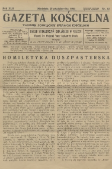 Gazeta Kościelna : tygodnik poświęcony sprawom kościelnym : organ stowarzyszeń kapłańskich w Polsce. R.42, 1935, nr 42