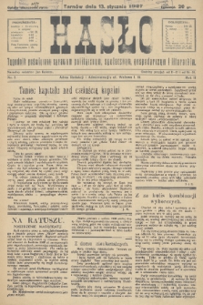 Hasło : tygodnik poświęcony sprawom politycznym, społecznym, gospodarczym i literackim. R.2, 1927, nr 2