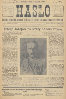 Hasło : tygodnik poświęcony sprawom politycznym, społecznym, gospodarczym i literackim. R.2, 1927, nr 11