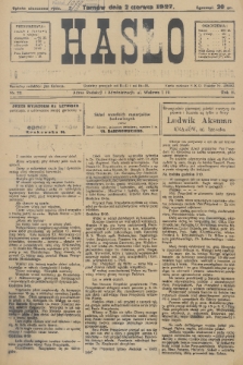 Hasło : tygodnik poświęcony sprawom politycznym, społecznym, gospodarczym i literackim. R.2, 1927, nr 22