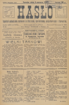 Hasło : tygodnik poświęcony sprawom politycznym, społecznym, gospodarczym i literackim. R.2, 1927, nr 23