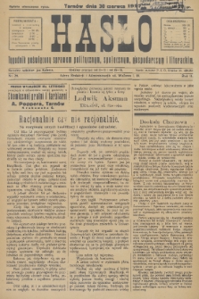 Hasło : tygodnik poświęcony sprawom politycznym, społecznym, gospodarczym i literackim. R.2, 1927, nr 26