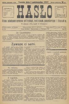 Hasło : pismo poświęcone sprawom politycznym, społecznym, gospodarczym i literackim. R.2, 1927, nr 39