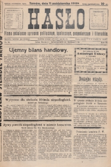 Hasło : pismo poświęcone sprawom politycznym, społecznym, gospodarczym i literackim. R.3, 1928, nr 36