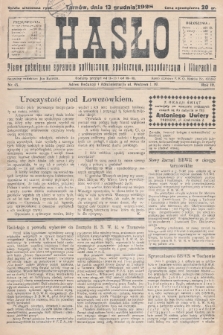 Hasło : pismo poświęcone sprawom politycznym, społecznym, gospodarczym i literackim. R.3, 1928, nr 45