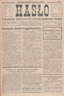 Hasło : pismo poświęcone sprawom politycznym, społecznym, gospodarczym i literackim. R.4, 1929, nr 33