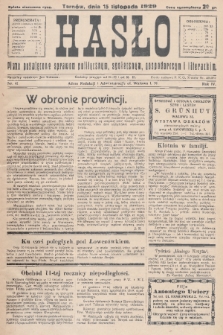 Hasło : pismo poświęcone sprawom politycznym, społecznym, gospodarczym i literackim. R.4, 1929, nr 41