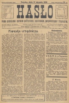 Hasło : pismo poświęcone sprawom politycznym, społecznym, gospodarczym i literackim. R.5, 1930, nr 3