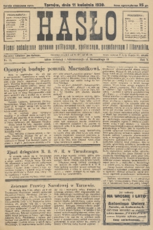 Hasło : pismo poświęcone sprawom politycznym, społecznym, gospodarczym i literackim. R.5, 1930, nr 15