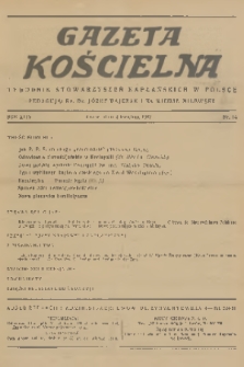 Gazeta Kościelna : tygodnik stowarzyszeń kapłańskich w Polsce. R.44, 1937, nr 14