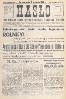 Hasło : pismo poświęcone sprawom politycznym, społecznym, gospodarczym i literackim. R.7, 1932, nr 31