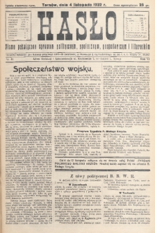 Hasło : pismo poświęcone sprawom politycznym, społecznym, gospodarczym i literackim. R.7, 1932, nr 41