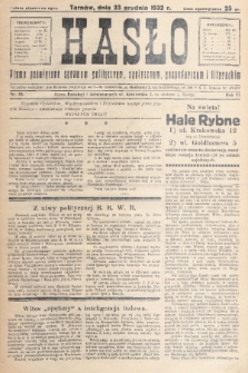 Hasło : pismo poświęcone sprawom politycznym, społecznym, gospodarczym i literackim. R.7, 1932, nr 48