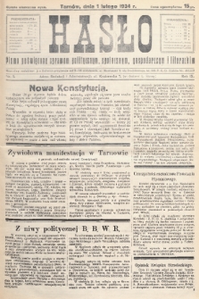 Hasło : pismo poświęcone sprawom politycznym, społecznym, gospodarczym i literackim. R.9, 1934, nr 5
