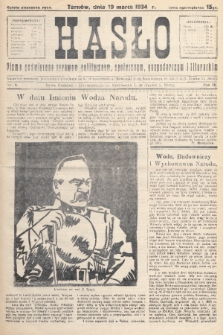 Hasło : pismo poświęcone sprawom politycznym, społecznym, gospodarczym i literackim. R.9, 1934, nr 11
