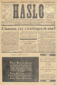 Hasło : pismo poświęcone sprawom politycznym, społecznym, gospodarczym i literackim. R.12, 1937, nr 12