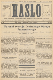 Hasło : pismo poświęcone sprawom politycznym, społecznym, gospodarczym i literackim. R.13, 1938, nr 8