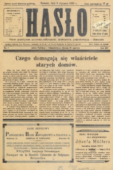 Hasło : pismo poświęcone sprawom politycznym, społecznym, gospodarczym i literackim. R.14, 1939, nr 1