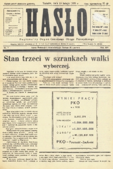 Hasło : regionalny organ Centralnego Okręgu Przemysłowego. R.14, 1939, nr 7