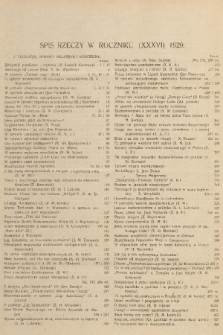 Gazeta Kościelna : tygodnik poświęcony sprawom kościelnym : organ stowarzyszeń kapłańskich w Polsce. R.36, 1929, Spis rzeczy