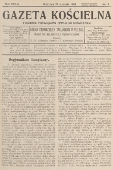 Gazeta Kościelna : tygodnik poświęcony sprawom kościelnym : organ stowarzyszeń kapłańskich w Polsce. R.36, 1929, nr 4