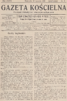 Gazeta Kościelna : tygodnik poświęcony sprawom kościelnym : organ stowarzyszeń kapłańskich w Polsce. R.37, 1930, nr 2