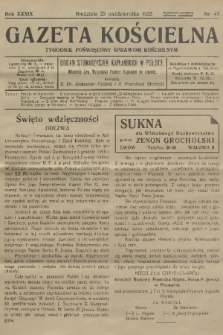 Gazeta Kościelna : tygodnik poświęcony sprawom kościelnym : organ stowarzyszeń kapłańskich w Polsce. R.39, 1932, nr 43