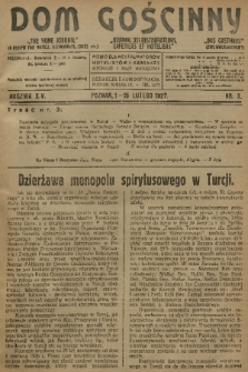 Dom Gościnny : pismo dla restauratorów, hotelistów i kawiarzy. R.14, 1927, nr 3 + dod.