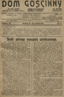 Dom Gościnny : pismo dla restauratorów, hotelistów i kawiarzy. R.14, 1927, nr 4 + dod.