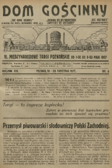 Dom Gościnny : pismo dla restauratorów, hotelistów i kawiarzy. R.14, 1927, nr 8 + dod.