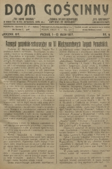 Dom Gościnny : pismo dla restauratorów, hotelistów i kawiarzy. R.14, 1927, nr 9 + dod.