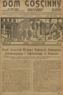 Dom Gościnny : pismo dla restauratorów, hotelistów i kawiarzy. R.14, 1927, nr 17 + dod.