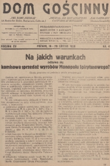 Dom Gościnny : pismo dla restauratorów, hotelistów i kawiarzy, R.15, 1928, nr 4 + dod.