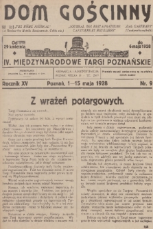 Dom Gościnny : pismo dla restauratorów, hotelistów i kawiarzy. R.15, 1928, nr 9 + dod.