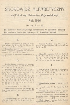 Poleski Dziennik Wojewódzki. 1936, skorowidz alfabetyczny