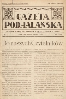 Gazeta Podhalańska : tygodnik poświęcony sprawom Podhala, Spisza, Orawy. 1931, nr 2