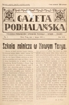 Gazeta Podhalańska : tygodnik poświęcony sprawom Podhala, Spisza, Orawy. 1931, nr 5