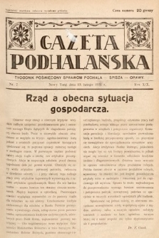 Gazeta Podhalańska : tygodnik poświęcony sprawom Podhala, Spisza, Orawy. 1931, nr 7