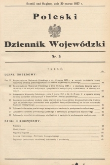 Poleski Dziennik Wojewódzki. 1937, nr 5