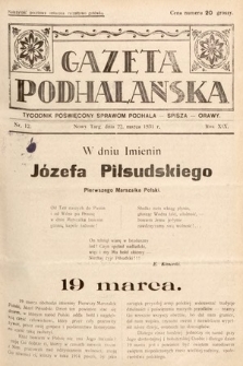 Gazeta Podhalańska : tygodnik poświęcony sprawom Podhala, Spisza, Orawy. 1931, nr 12