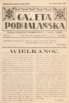 Gazeta Podhalańska : tygodnik poświęcony sprawom Podhala, Spisza, Orawy. 1931, nr 14