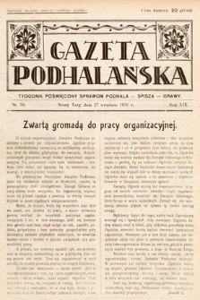 Gazeta Podhalańska : tygodnik poświęcony sprawom Podhala, Spisza, Orawy. 1931, nr 39