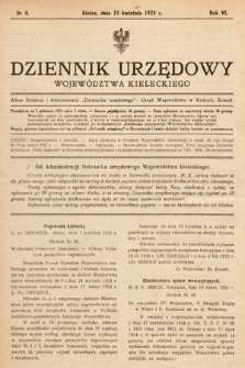 Dziennik Urzędowy Województwa Kieleckiego. 1925, nr 4